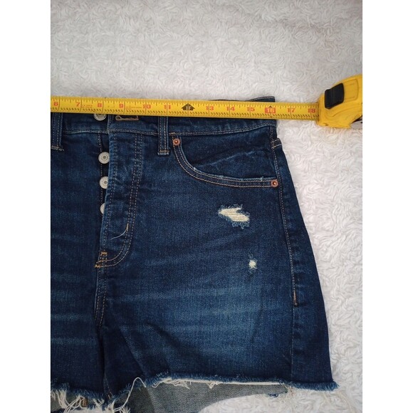 Old Navy Blue Denim Higher High Rise Sky-Hi A-line  Button Fly Shorts size 8 - Picture 6 of 9